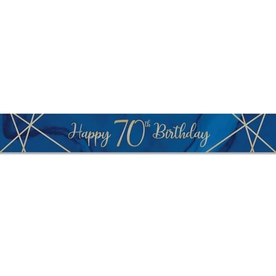 Foliebanner 70 jaar Navy Blauw/Goud (275cm)