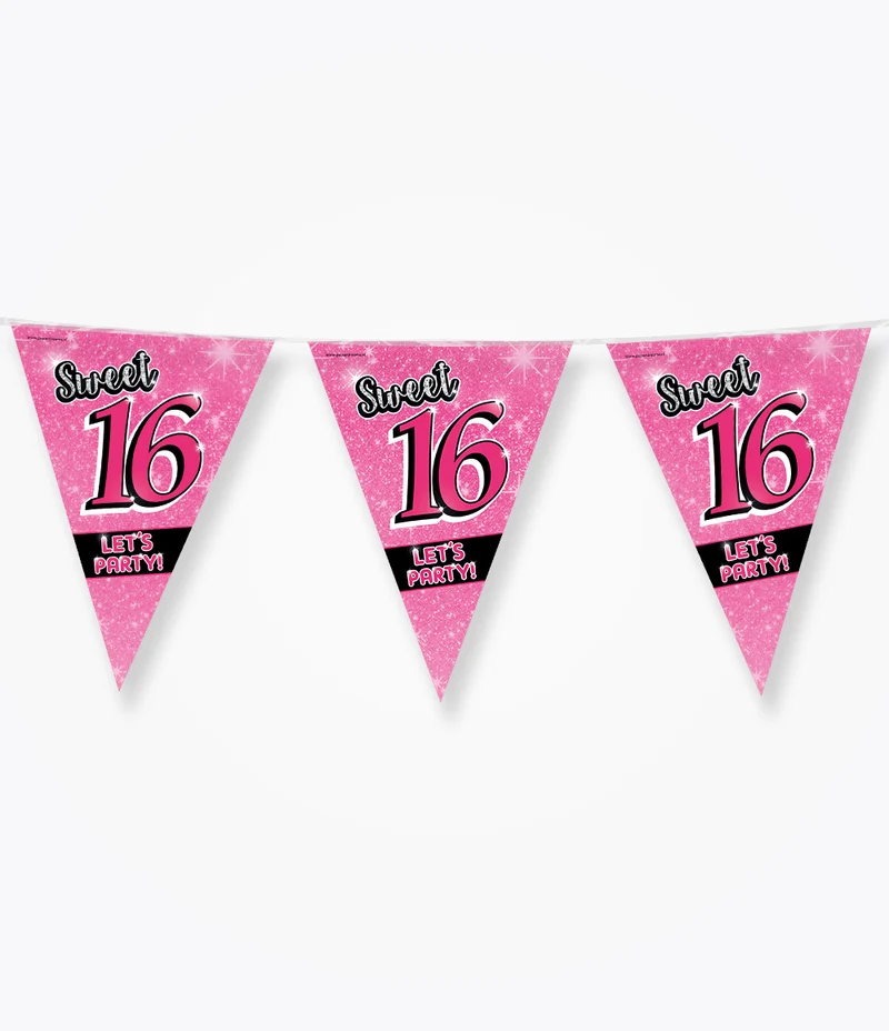Sweet 16 Vlaggenlijn Roze (10m)