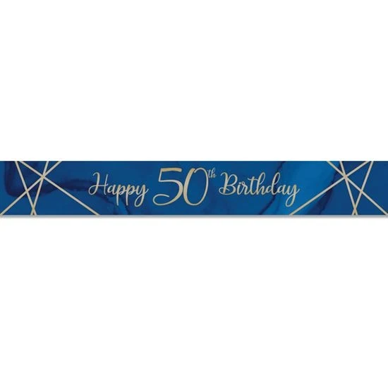 Foliebanner 50 Jaar Navy Blauw/Goud - 275cm