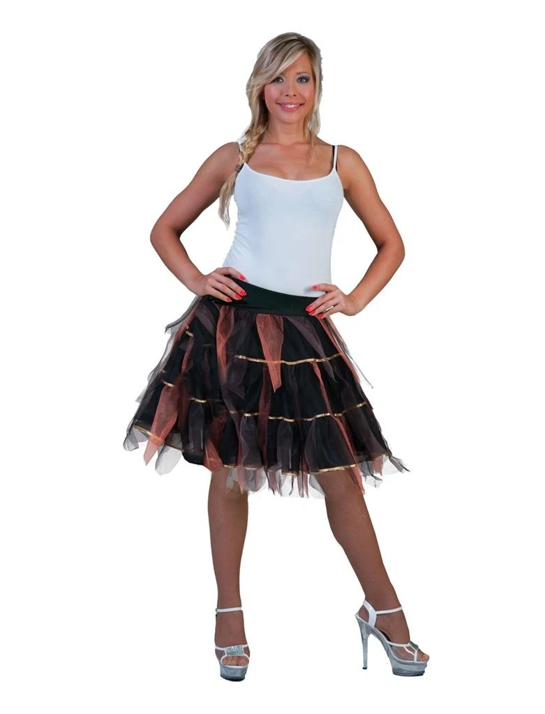 Petticoat tule rok zwart goud