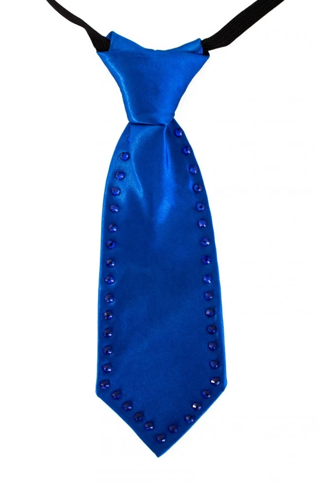 Blauwe mini stropdas met strass stenen
