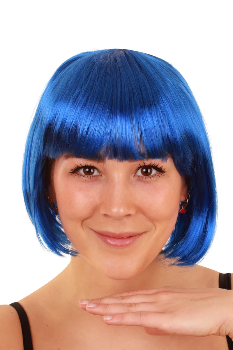 Blauwe bob pruik goedkoop