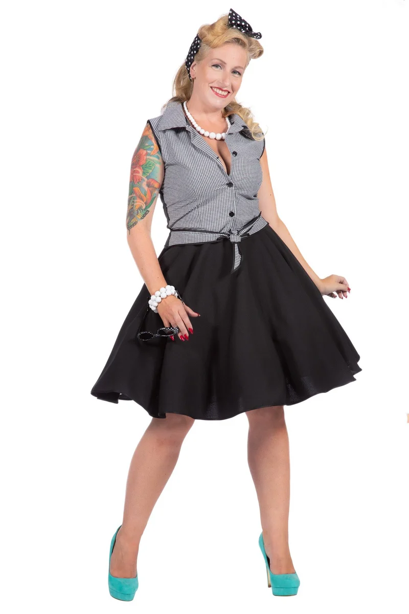 Rockabilly Kostuum Jaren 50 Rizzo Zwart/Wit