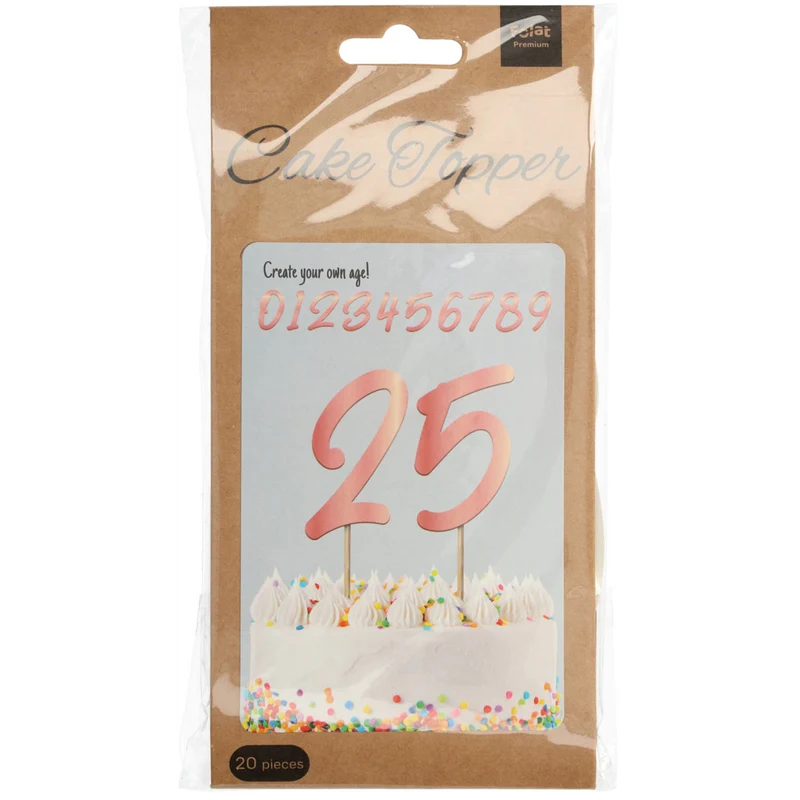 Cake Toppers Cijfers Roségoud Elegant Blush - 20 stuks