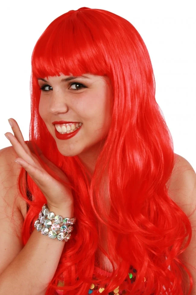 Pruik lang haar rood