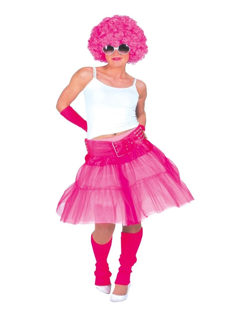 Tule rok roze stroken fluor