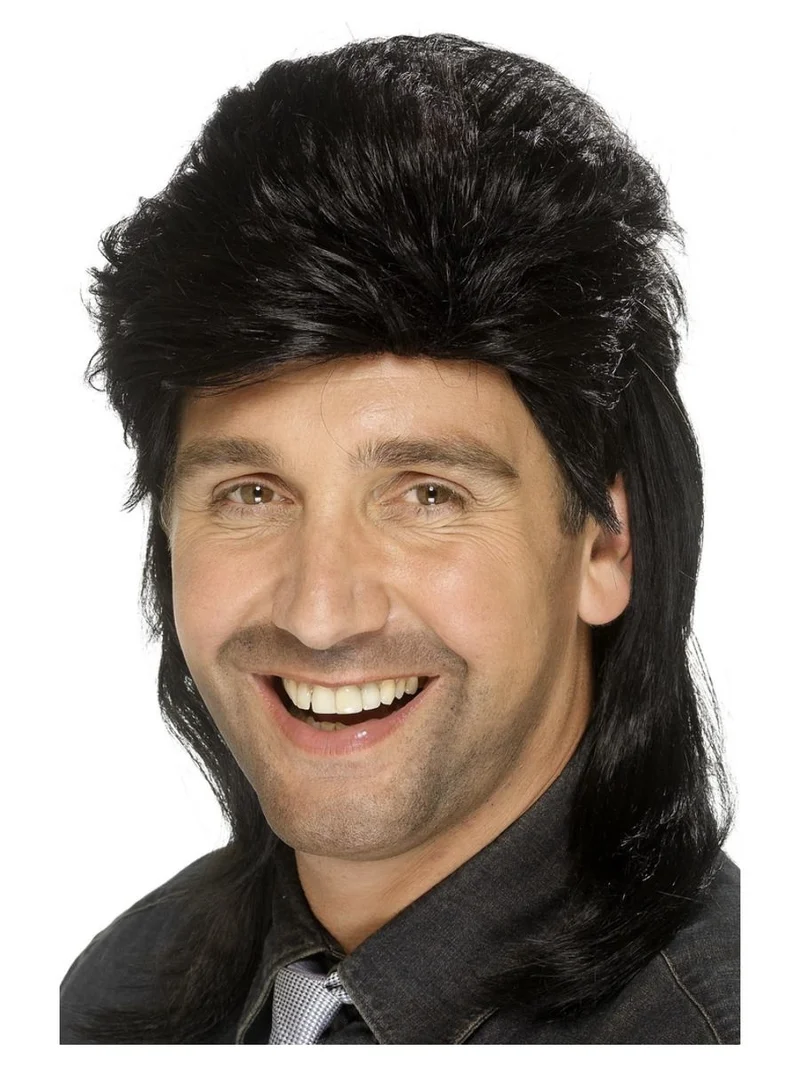Foute Mullet Pruik Zwart
