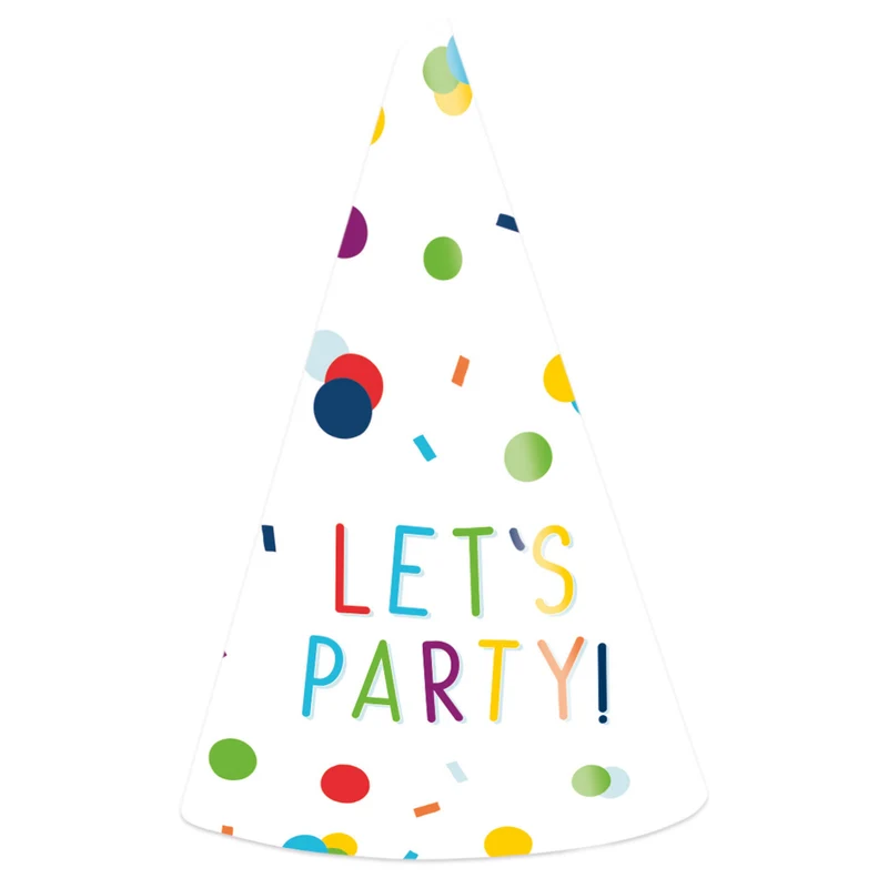 Feesthoedjes Let's Party Confetti (8st)