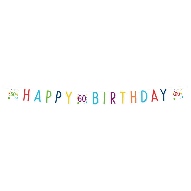Letterbanner 60 Jaar Happy Birthday Confetti
