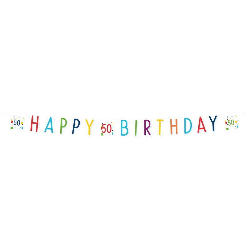 Letterbanner 50 Jaar Happy Birthday Confetti