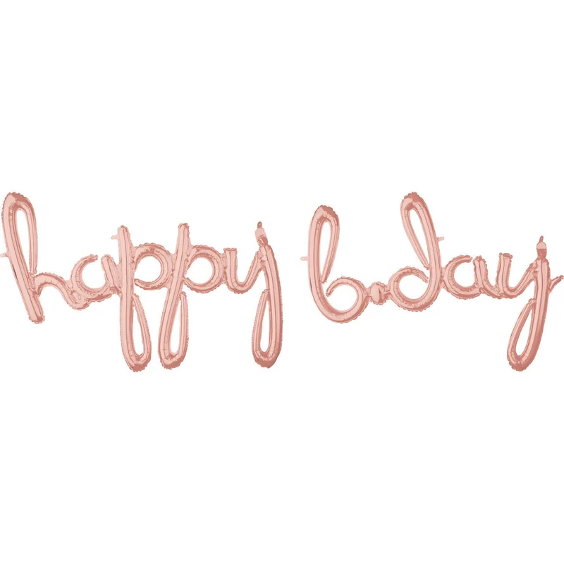 Folieballonnen 'Happy Bday' Rosé Goud