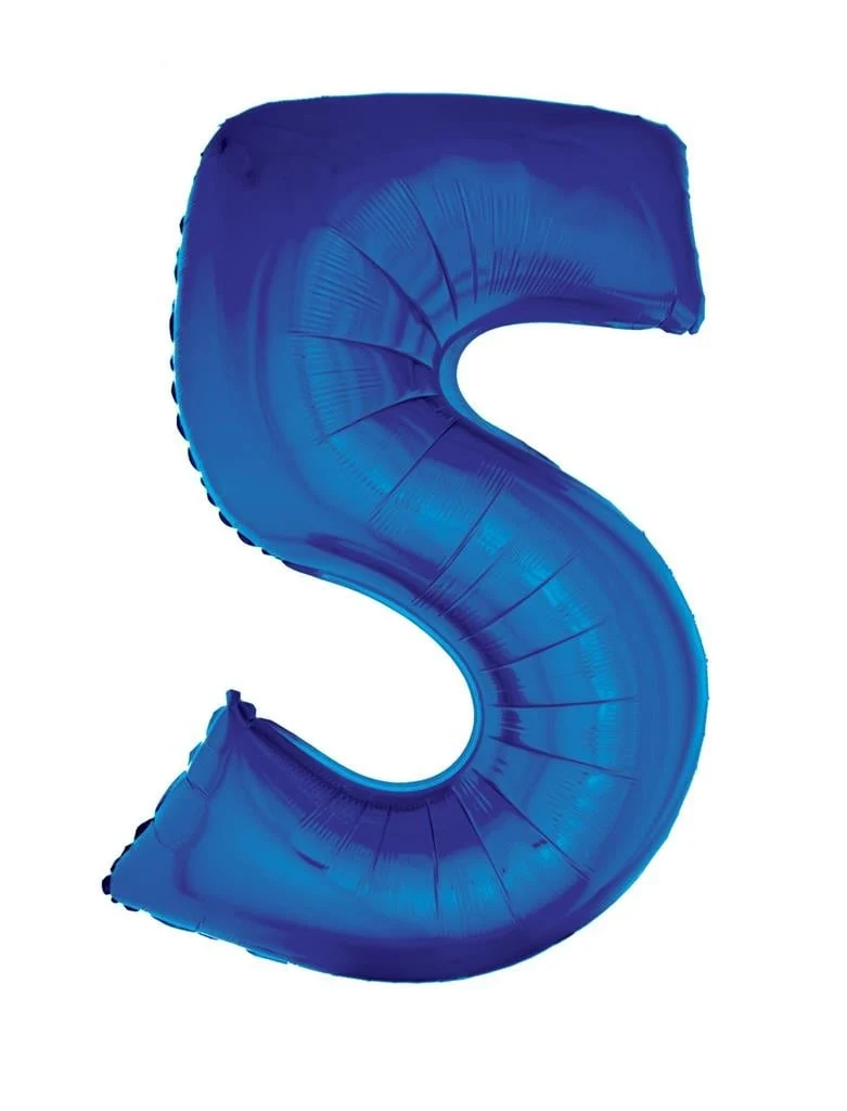 Folieballon Blauw Cijfer '5' Groot