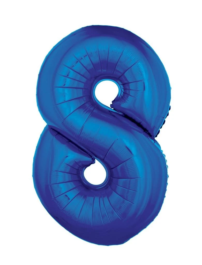 Folieballon Blauw Cijfer '8' Groot
