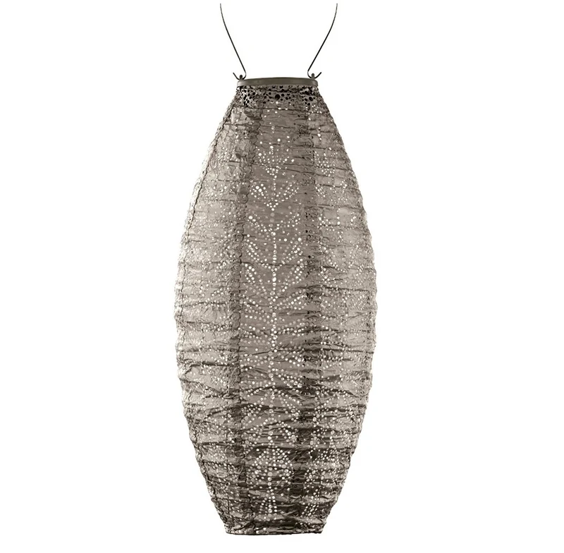 Lumiz solar lampion – folia long oval – 20 cm – taupe