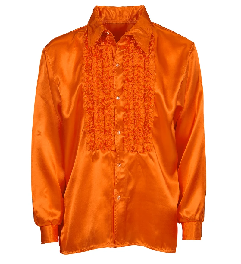 Ruche blouse satijn oranje