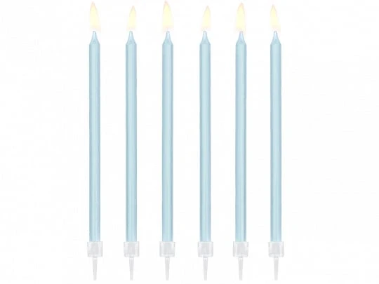 Taartkaarsjes licht blauw 14cm - 12 stuks