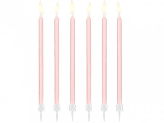 Taartkaarsjes licht roze 14cm - 12 stuks