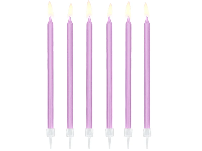 Taartkaarsjes lila 14cm - 12 stuks