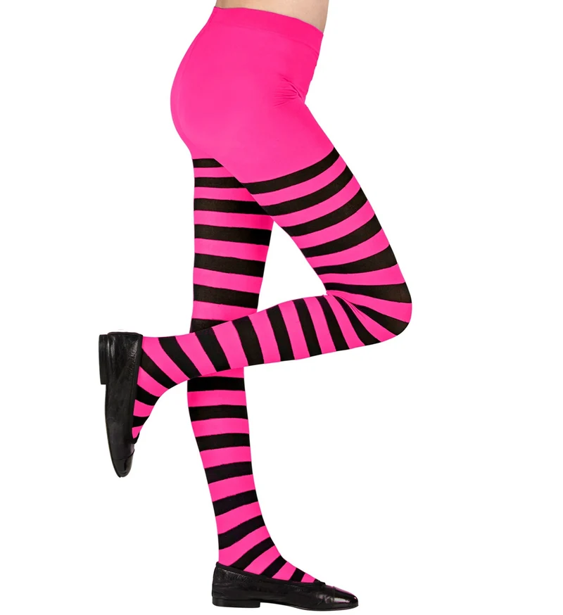 Panty roze zwart gestreept kind
