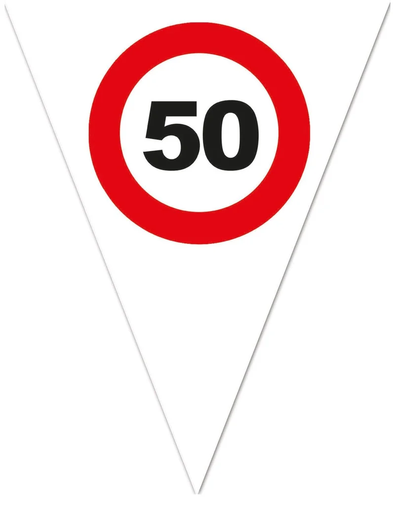 Vlaggenlijn Verkeersbord 50 Jaar Wit - 5 Meter
