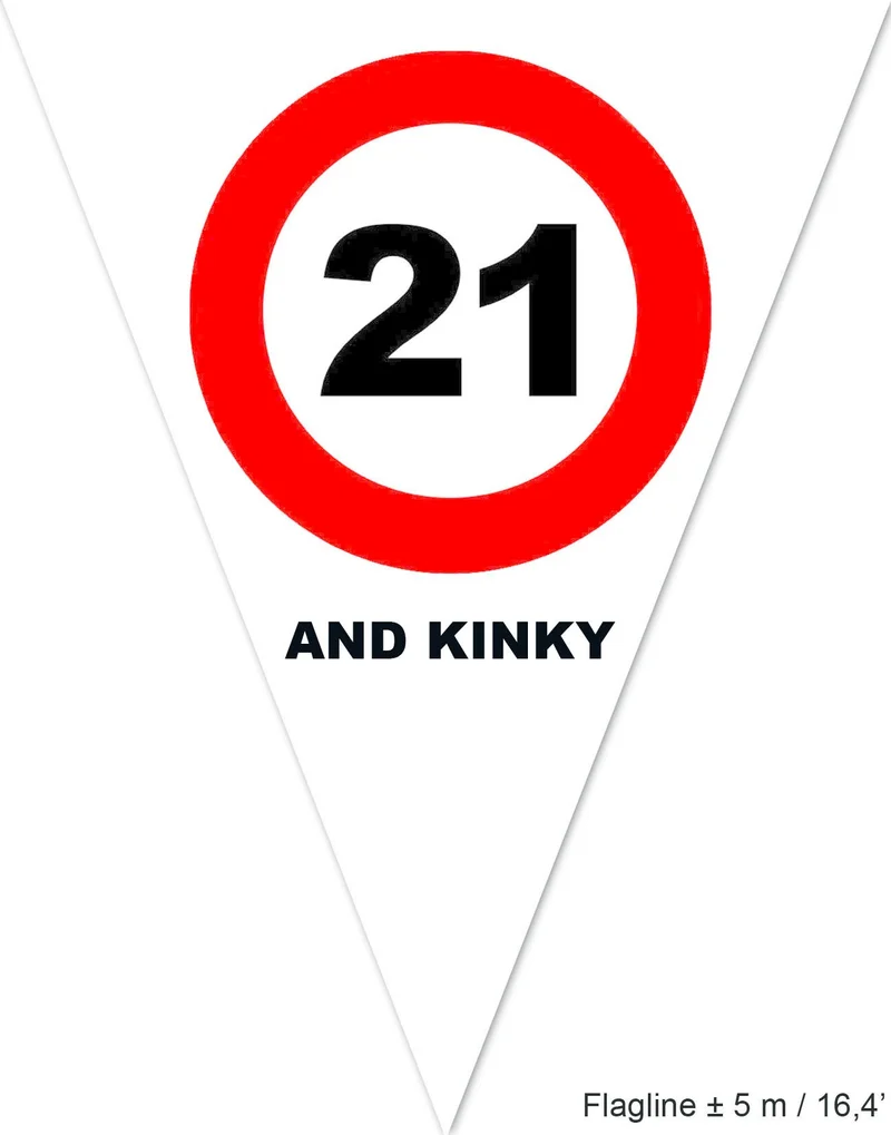 Vlaggenlijn Verkeersbord 21 Jaar Wit - 5 Meter