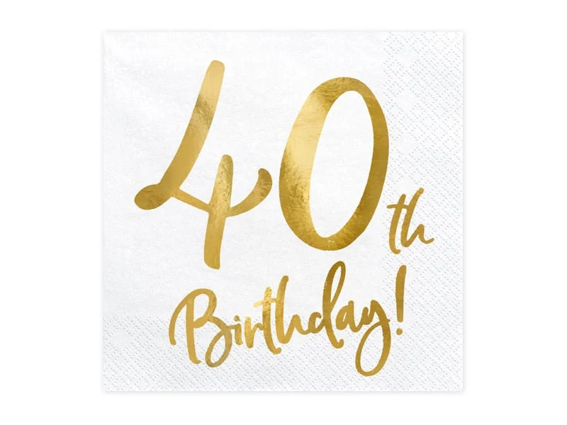 Servetten 40th Birthday Goud - 20 Stuks
