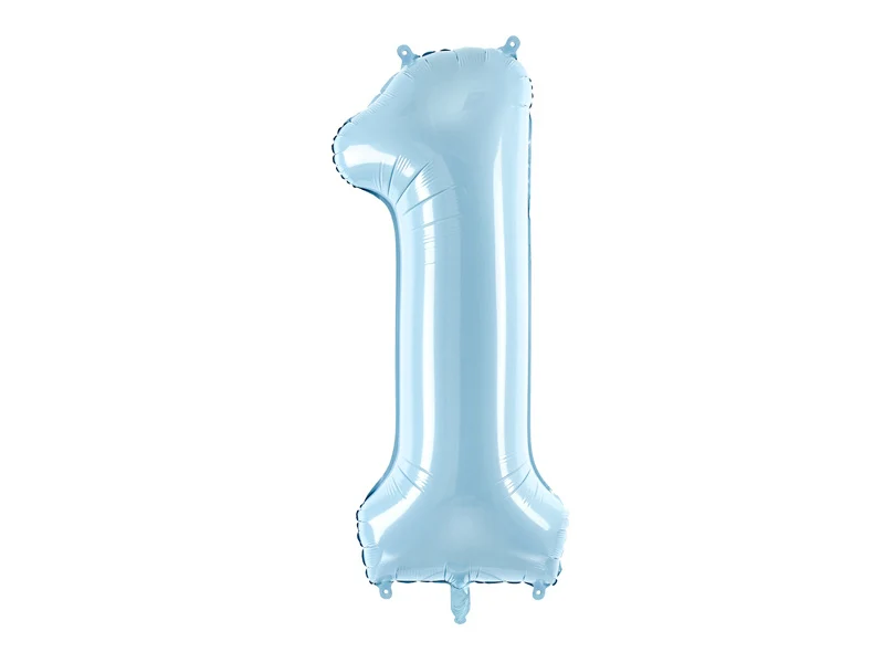 Folieballon cijfer 1 lichtblauw 86cm