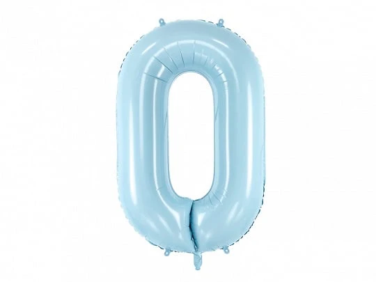 Folieballon cijfer 0 lichtblauw 86cm