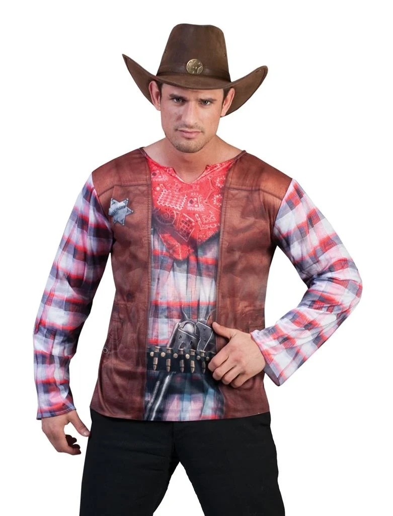 Cowboy shirt 3D volwassenen