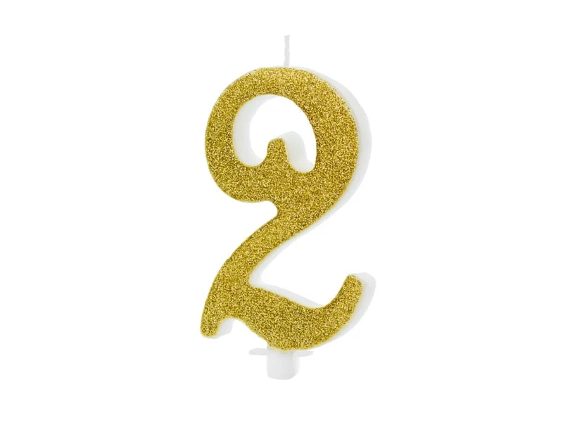 Taartkaarsje Cijfer 2 Goud