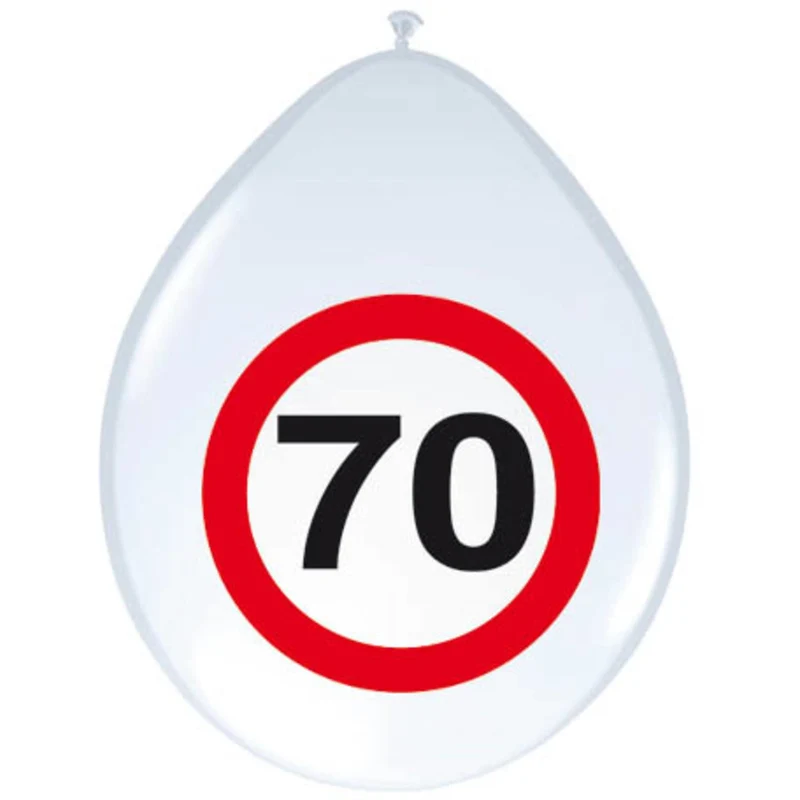 Ballonnen Verkeersbord 70 Jaar - 8 Stuks