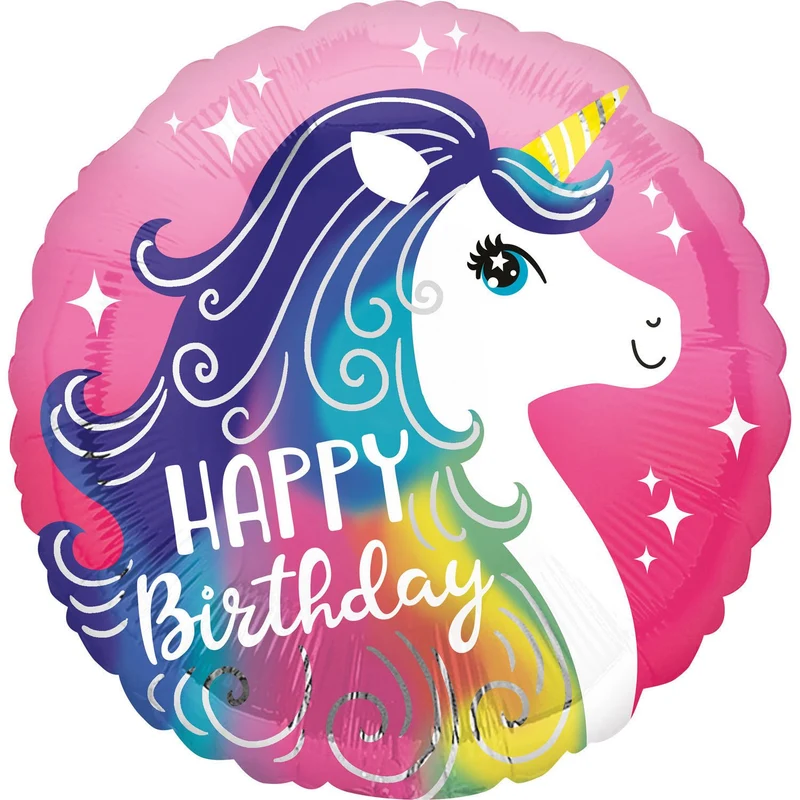 Folieballon Unicorn Happy Birthday - 45 cm