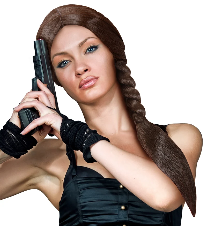 Lara Croft Tomb raider pruik bruin