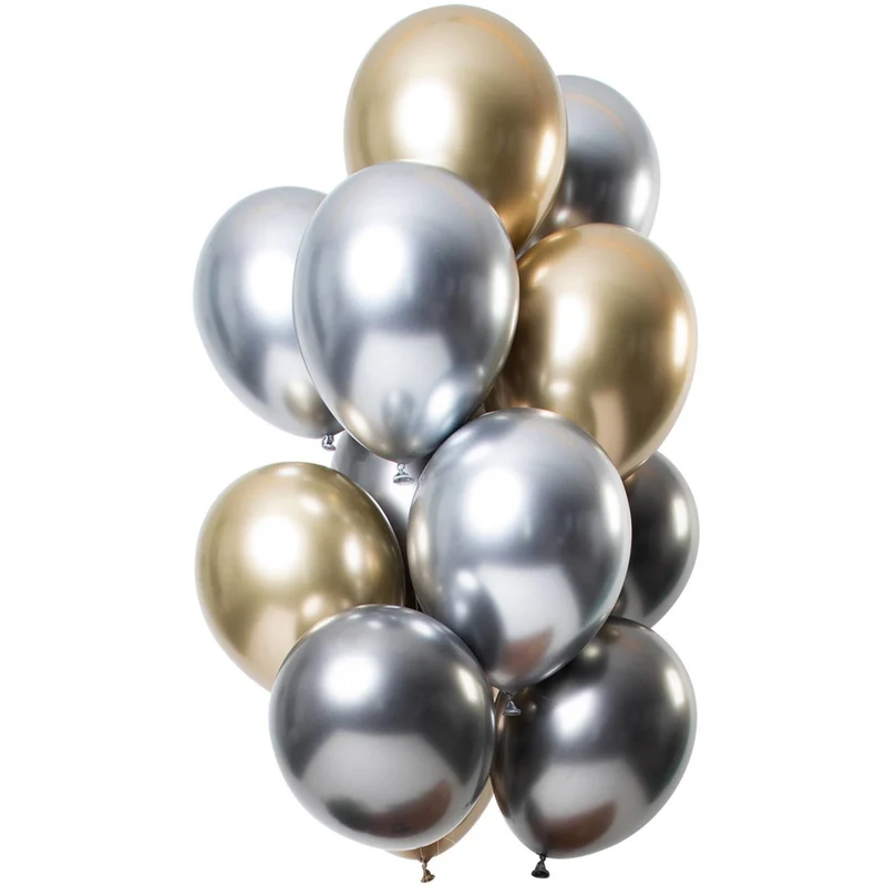 Chrome Ballonnen Set Onyx Premium 33cm - 12 Stuks