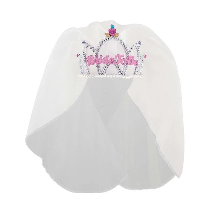 Bride To Be Tiara Met Sluier Wit