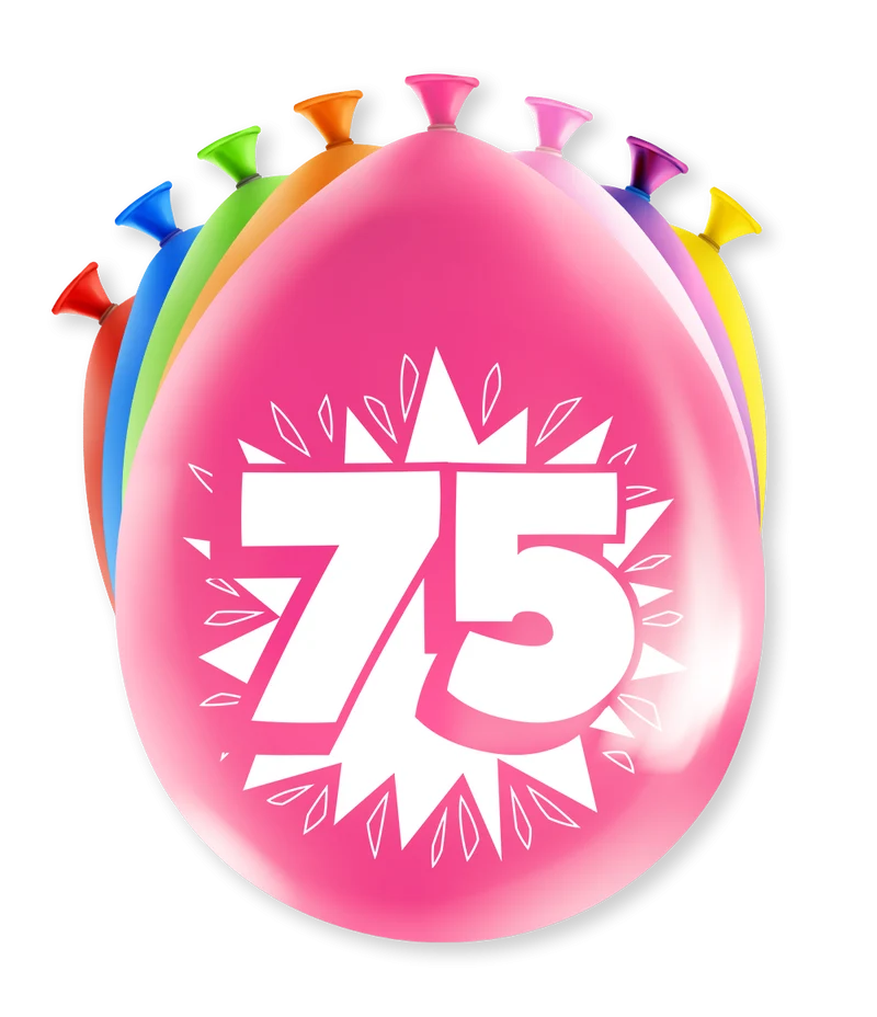 Party Ballonnen Hoera 75 Jaar - 8 Stuks