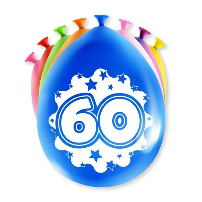 Party Ballonnen Hoera 60 Jaar - 8 Stuks