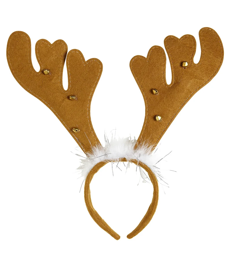 Haarband rendier gewei met marabou en belletjes