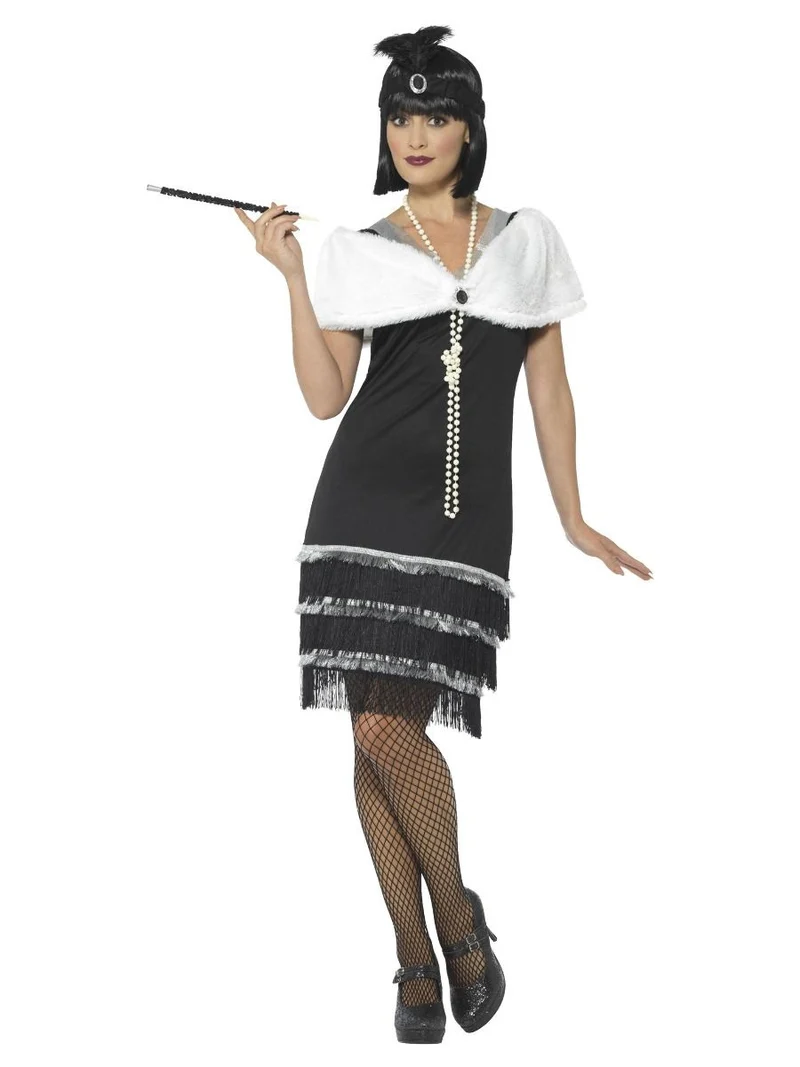 Jaren 20 Flapper Jurk Zwart