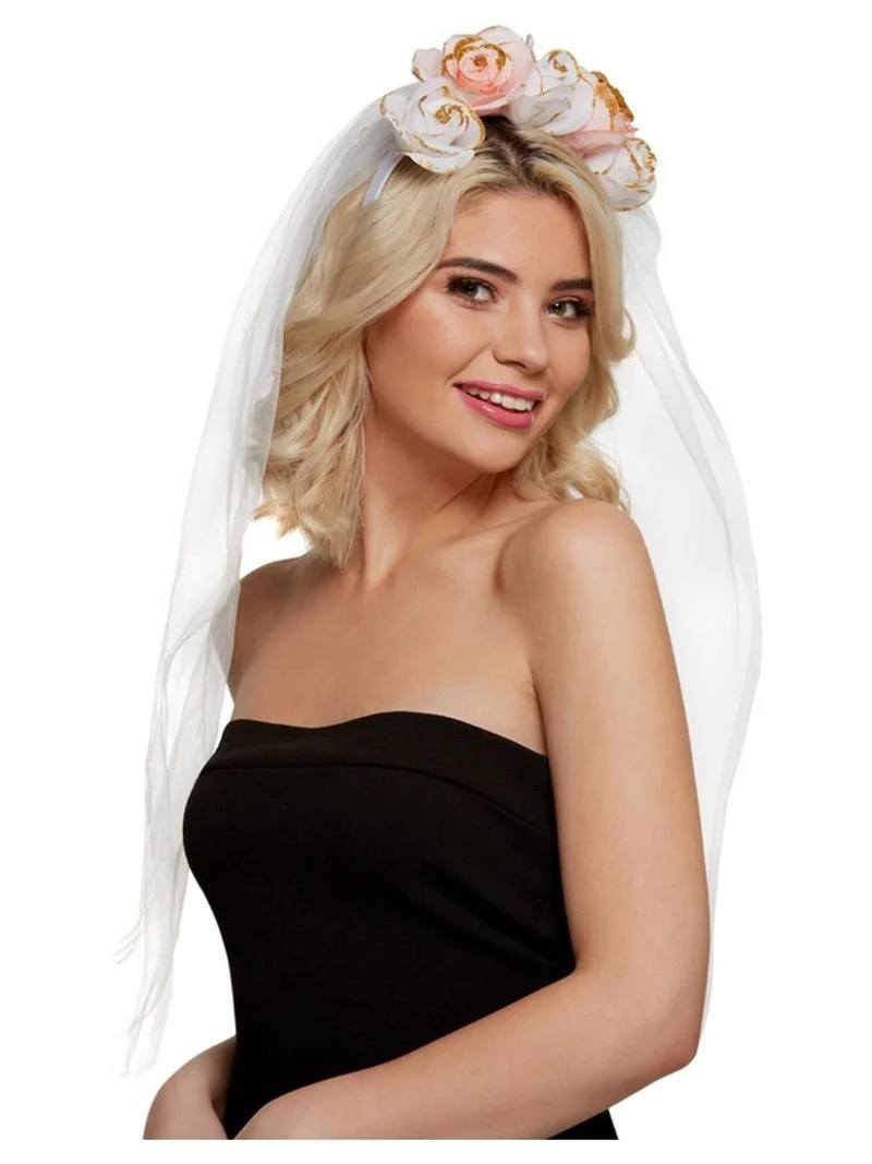 Diadeem Met Bloemen En Sluier