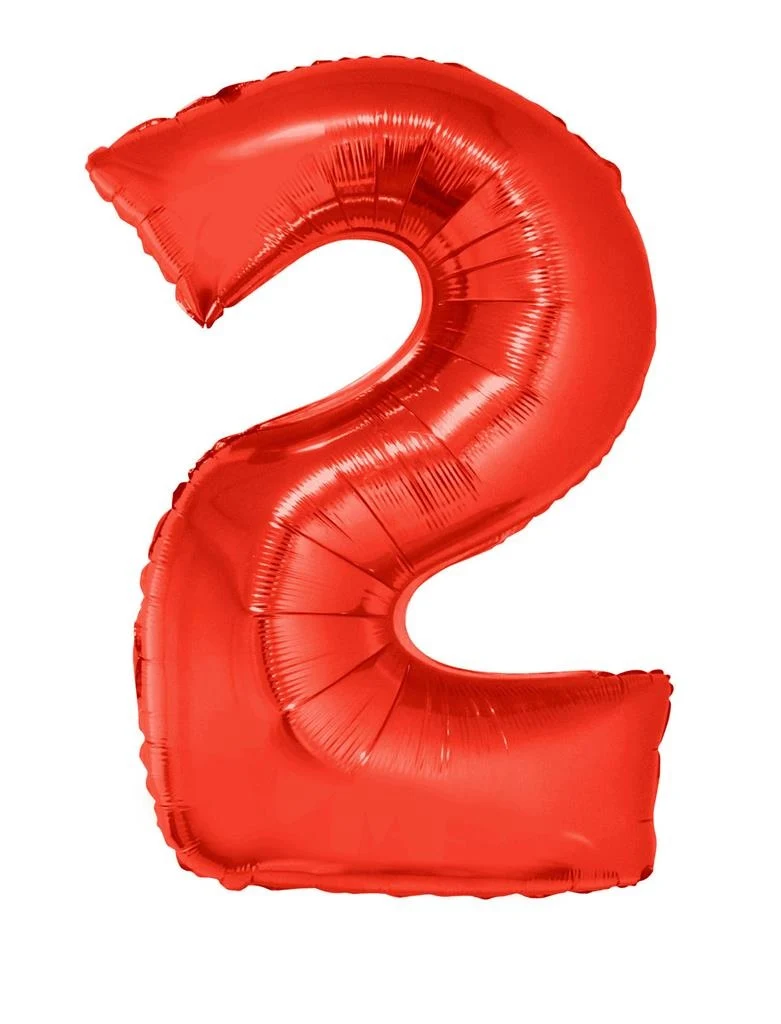 Folieballon Rood Cijfer '2' Groot