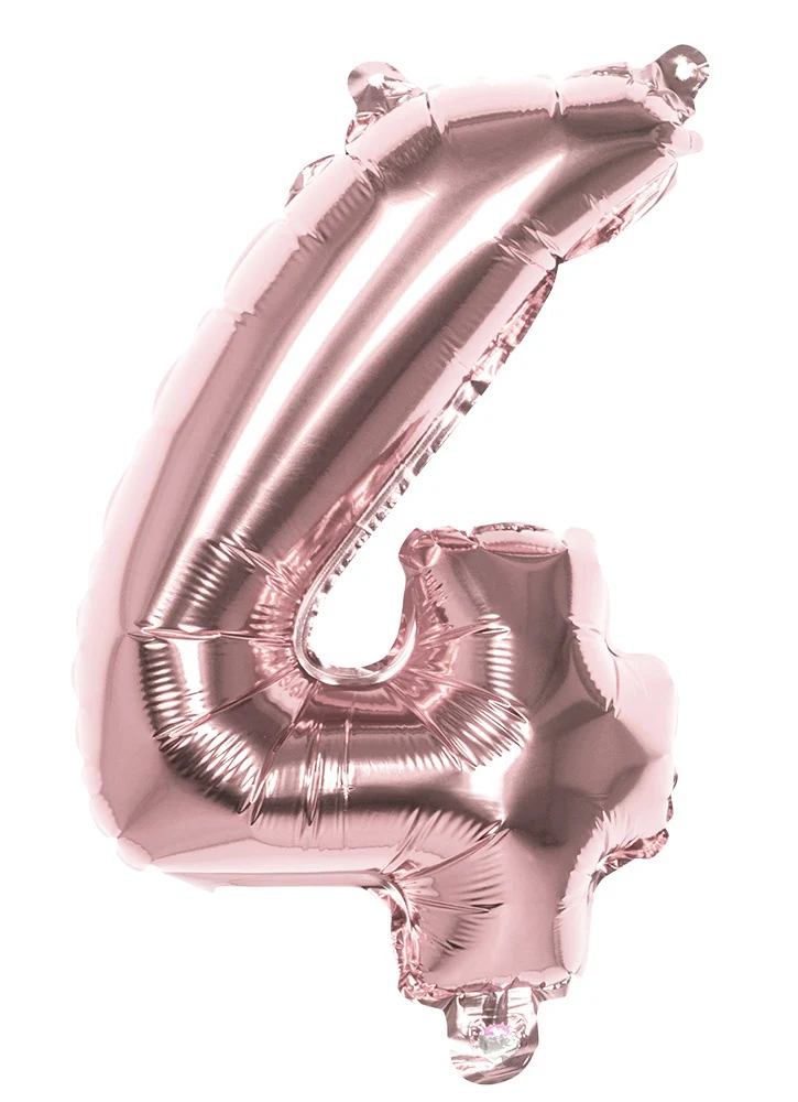 Cijfer Ballon '4' Folie Rosé Goud 36cm