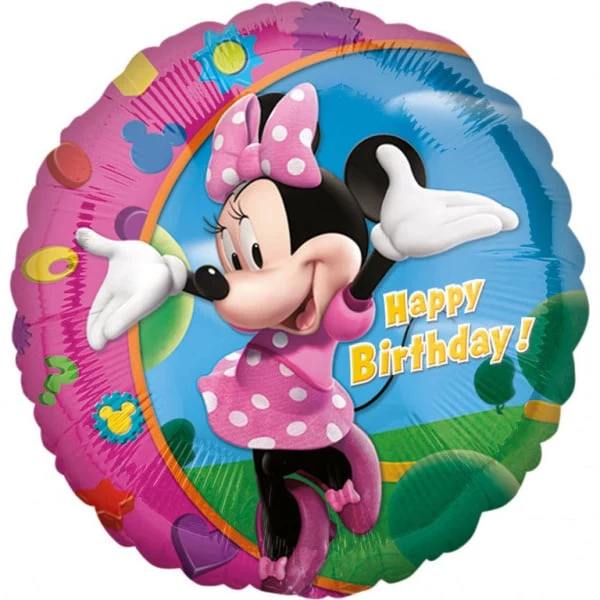 Folieballon Verjaardag Minnie Mouse Rond - 45 cm