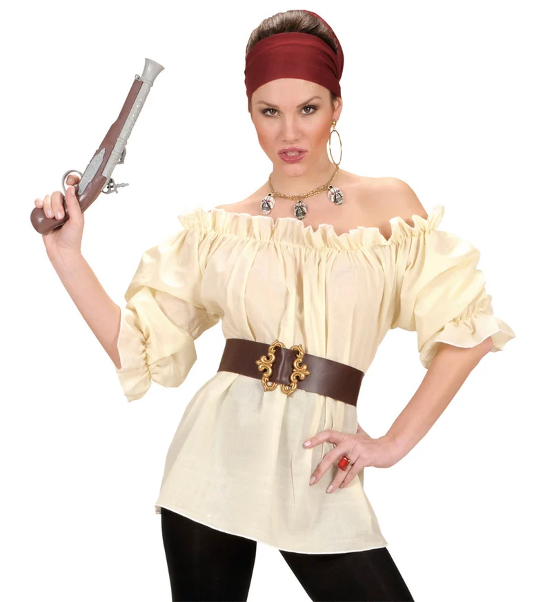 Dames piraten blouse beige
