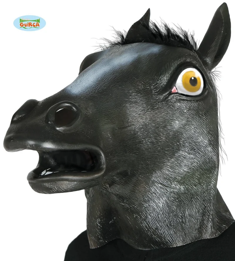 Masker zwart paard met haar