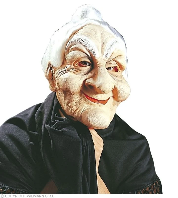 Oma masker met hoog knotje