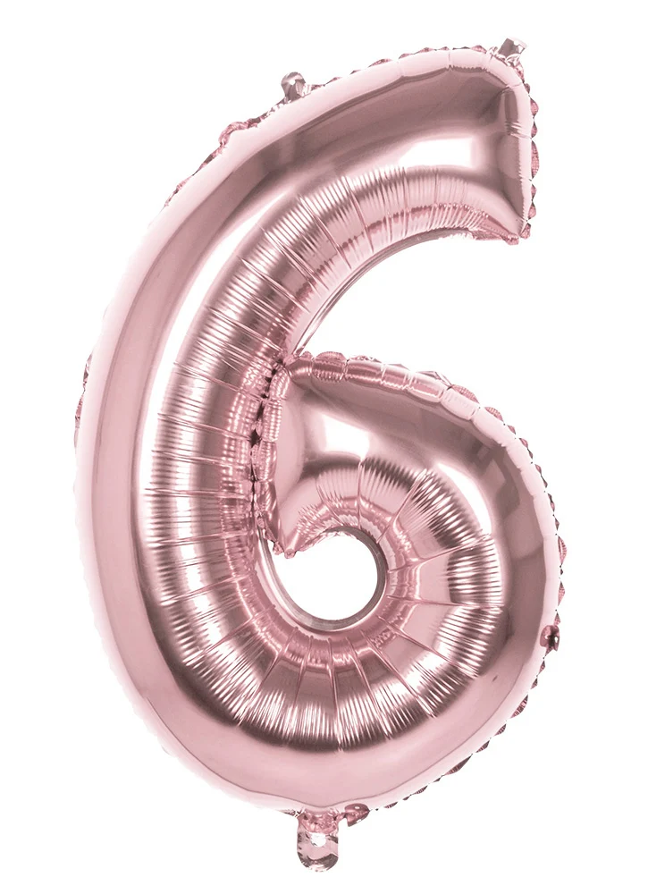 Folieballon '6' Roségoud groot