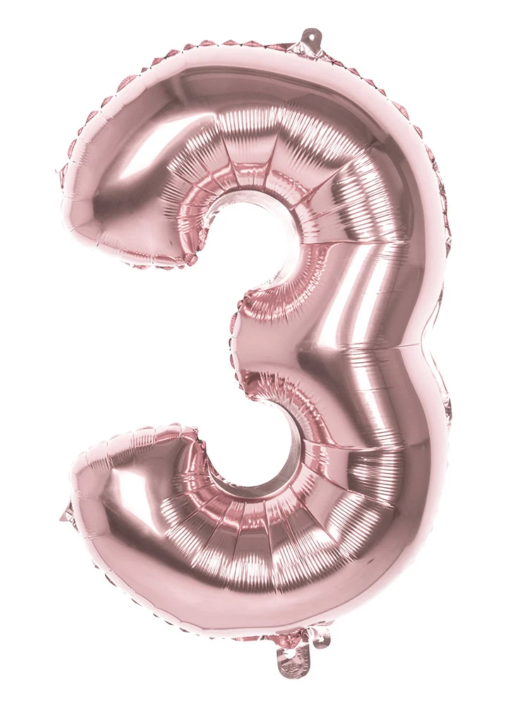 Folieballon '3' Roségoud groot