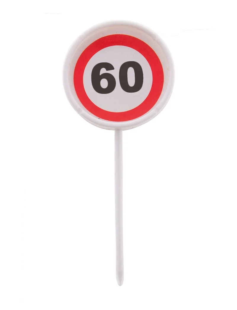 12 herbruikbare coctailprikkers verkeersbord 60 jaar
