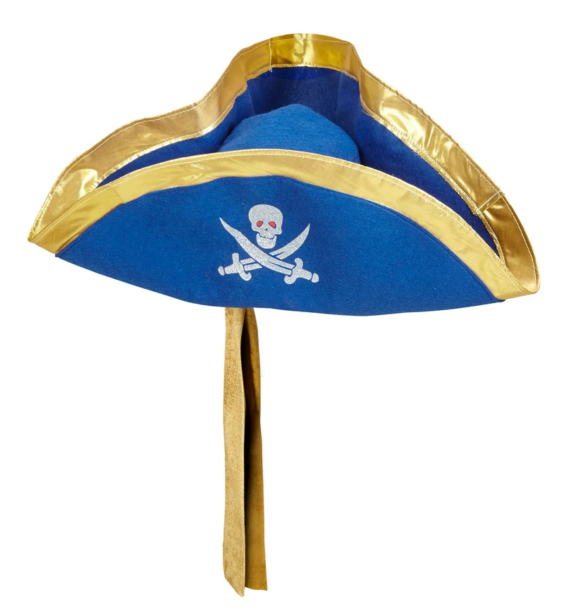 Blauwe piraten tricorn hoed